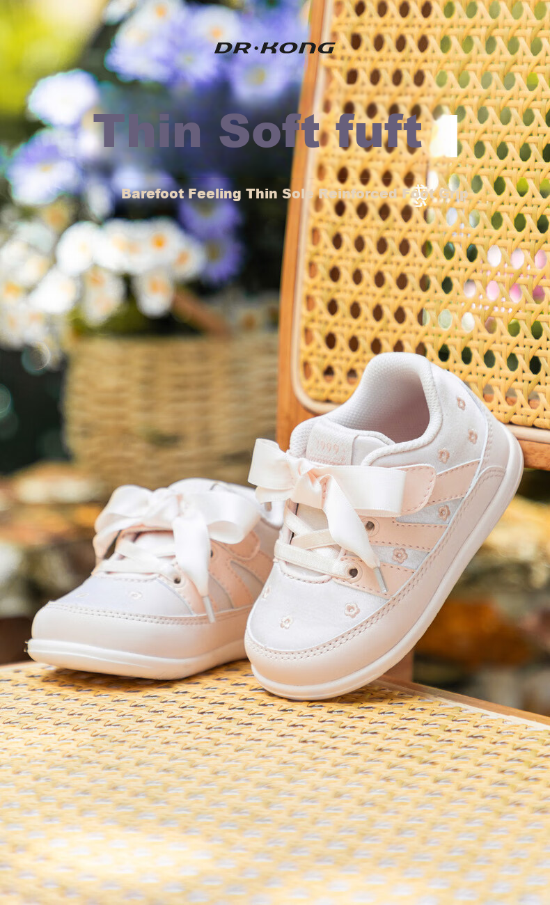 DR·KONG Toddler Pre-Walking Shoes, Autumn Girls' Cute Princess Bow Baby Shoes, B13A3009, Pink, Size 20 1