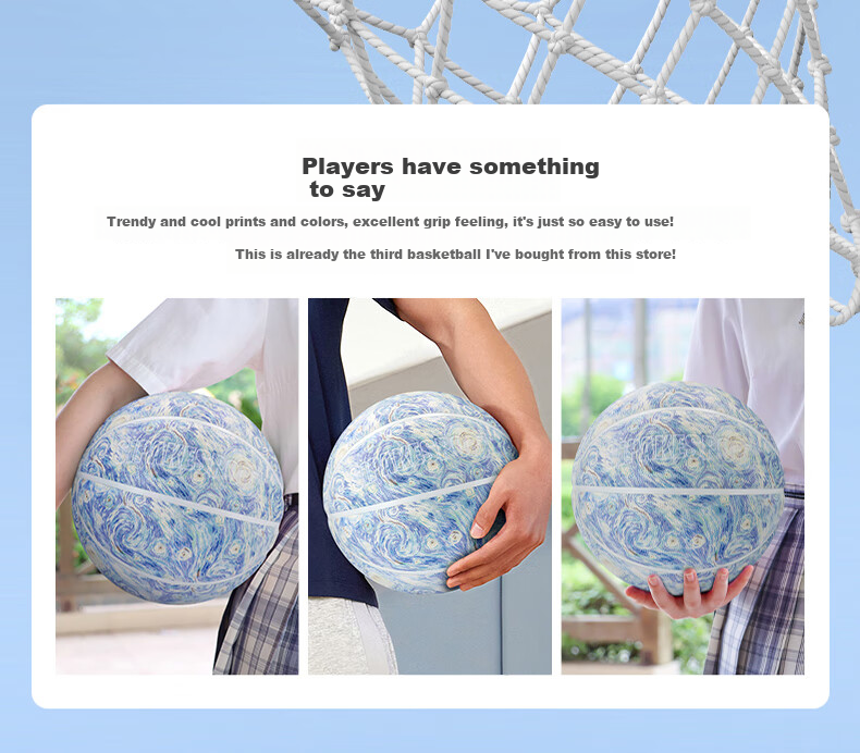 SIPAKING No. 7 Basketball for Adults, Middle School Students' High School Entrance Exam Starry Sky Oil Painting Basketball, Aesthetically Pleasing Birthday Gift for Girls 2