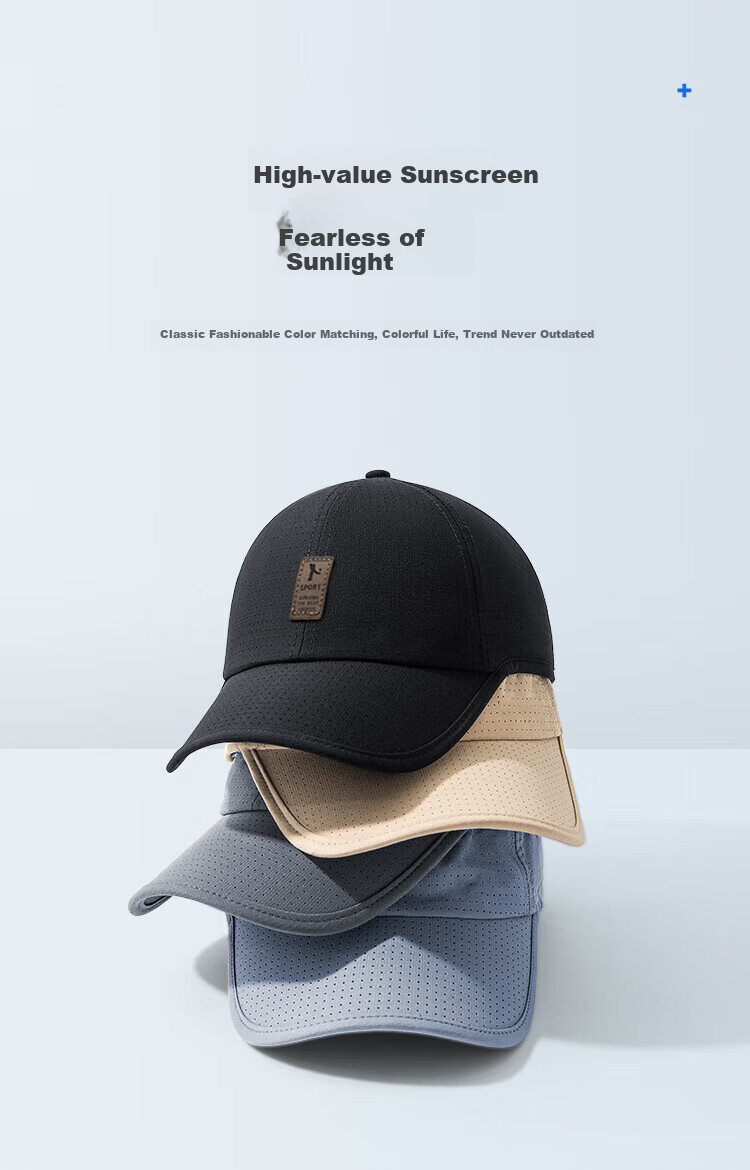 Huili Sun Protection Hat for Men, Outdoor Baseball Cap, Breathable Sports Visor, Casual Duck Tongue Mesh Hat, Versatile Couple's Large Head Circumference 3