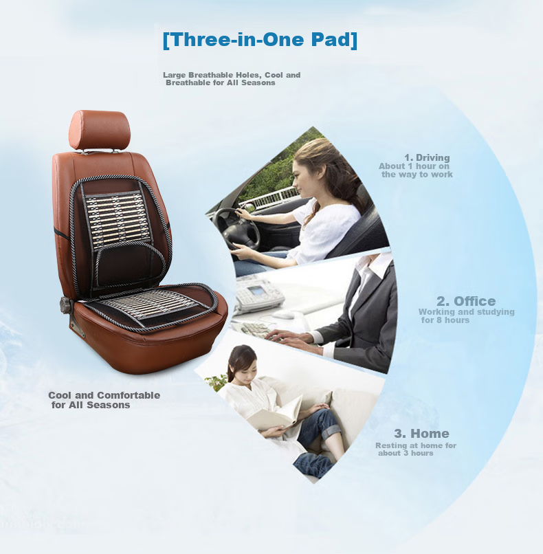 Dijialun Car Seat Cushion, Summer Cooling Pad, Wooden Bead Front Row Single Piece Seat Cover, Ventilated Truck Seat Cover, Cooling Mat, Office Chair Lumbar Support, Headrest Pad, All-Season Universal, Coffee Color with Headrest 2