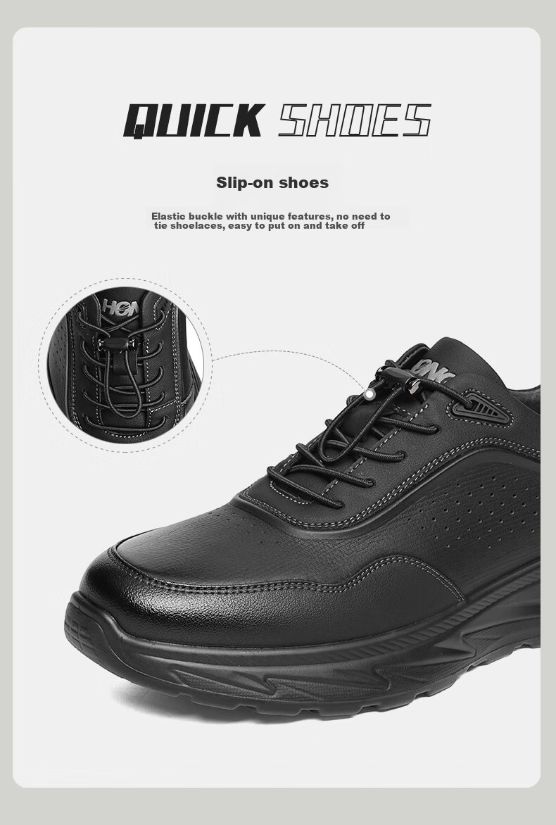 RED DRAGONFLY Casual Leather Shoes for Men, Autumn Thick-Soled Outdoor Hiking Travel Shoes, Casual Dad Shoes WTA35116 Black Size 43 5