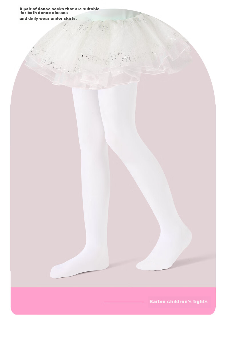 Barbie Children's Tights Girls Dance Socks Spring and Autumn Thin White Stockings Girls Leggings Practice Dance Base Socks 1