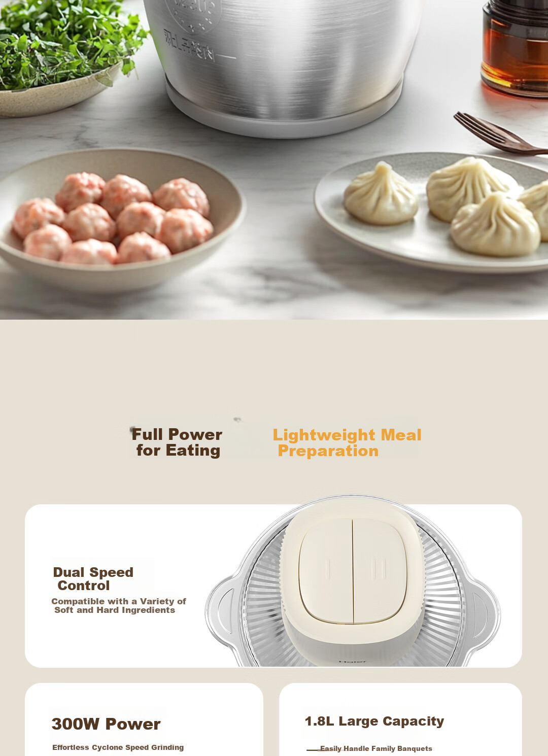 Haier [Price Protection 618] Household Meat Grinder Electric Multifunctional Food Processor Meat Mincer Dumpling Meat Garlic Grinder HDKJRY1201 2