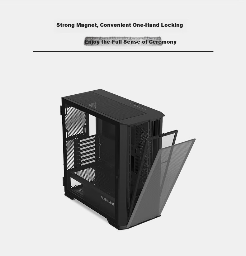 BUBALUS Guardian S301 Black Computer Desktop Case (Top And Front Dual 360mm Water Cooling Positions / Supports E-ATX / Full Side Glass Panel / 12 Fan Positions) 4