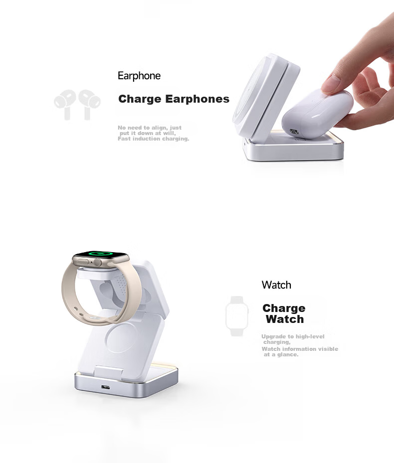 W&P Apple Wireless Charger 3-in-1 Magsafe Magnetic 15W Stand Fast Charging for iPhone 17/16 Pro Max AirPods Earphones iWatch Watch WP 5