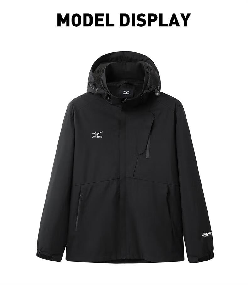 MIZUNO Outdoor Casual Jacket Men's Windproof Waterproof Couple Hooded Woven Coat Dark Blue 2XL 13