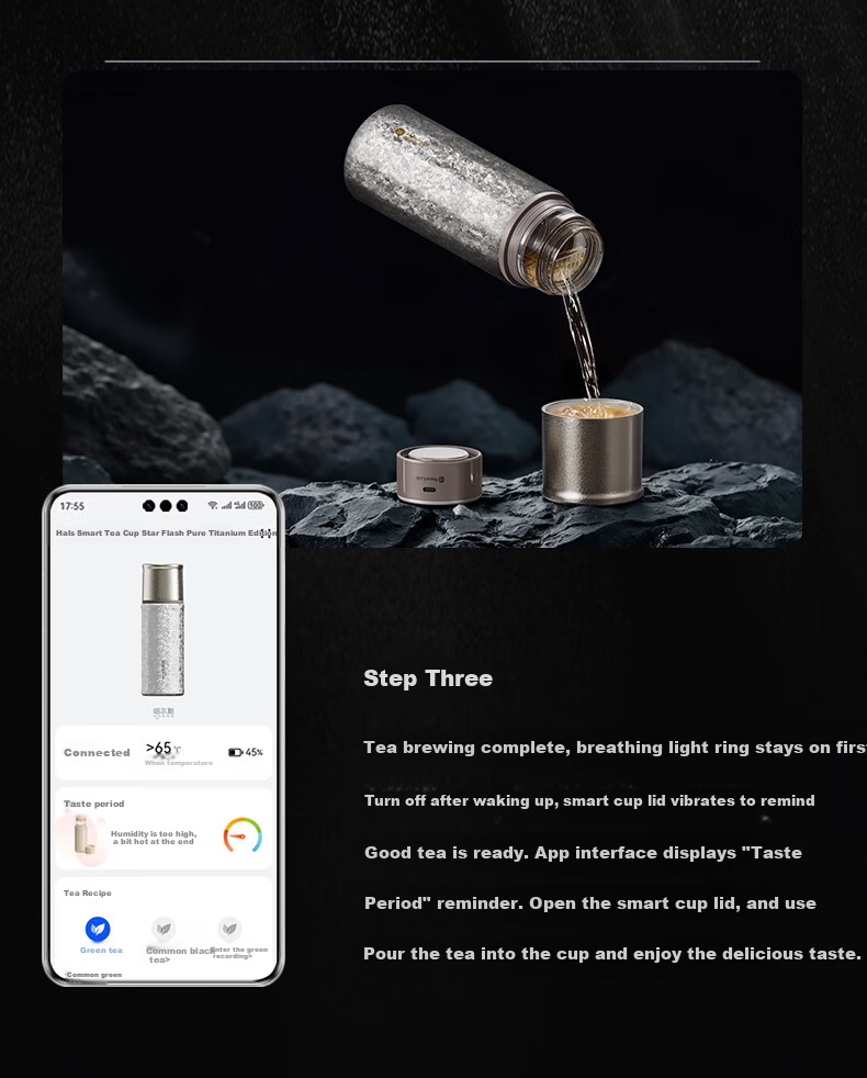 Hongmengzhixuan Titanium Cup AI Smart Star-Shine Tea Infuser Mug, Pure Titanium Insulated Tumbler, Large Capacity Water Bottle for Men And Women, Gift 16