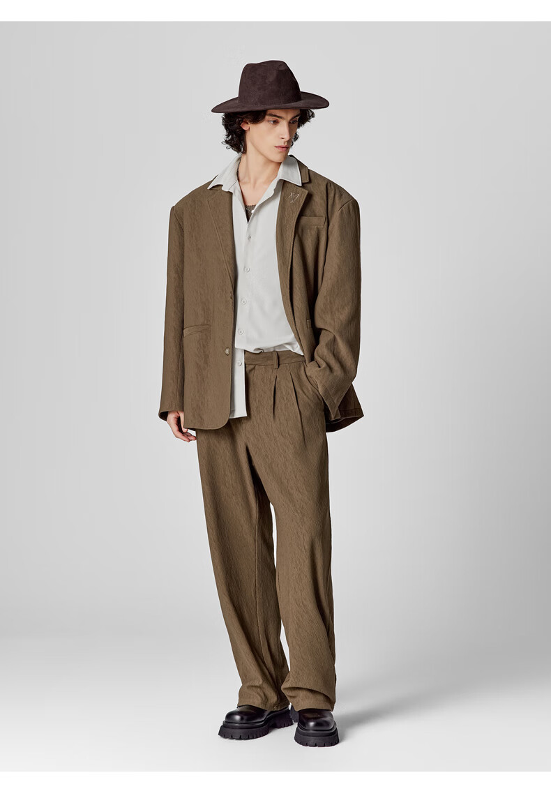 BODYDREAM Men's Casual New Draped Straight-Leg Textured Wide-Leg Wilderness Melard Trousers 16