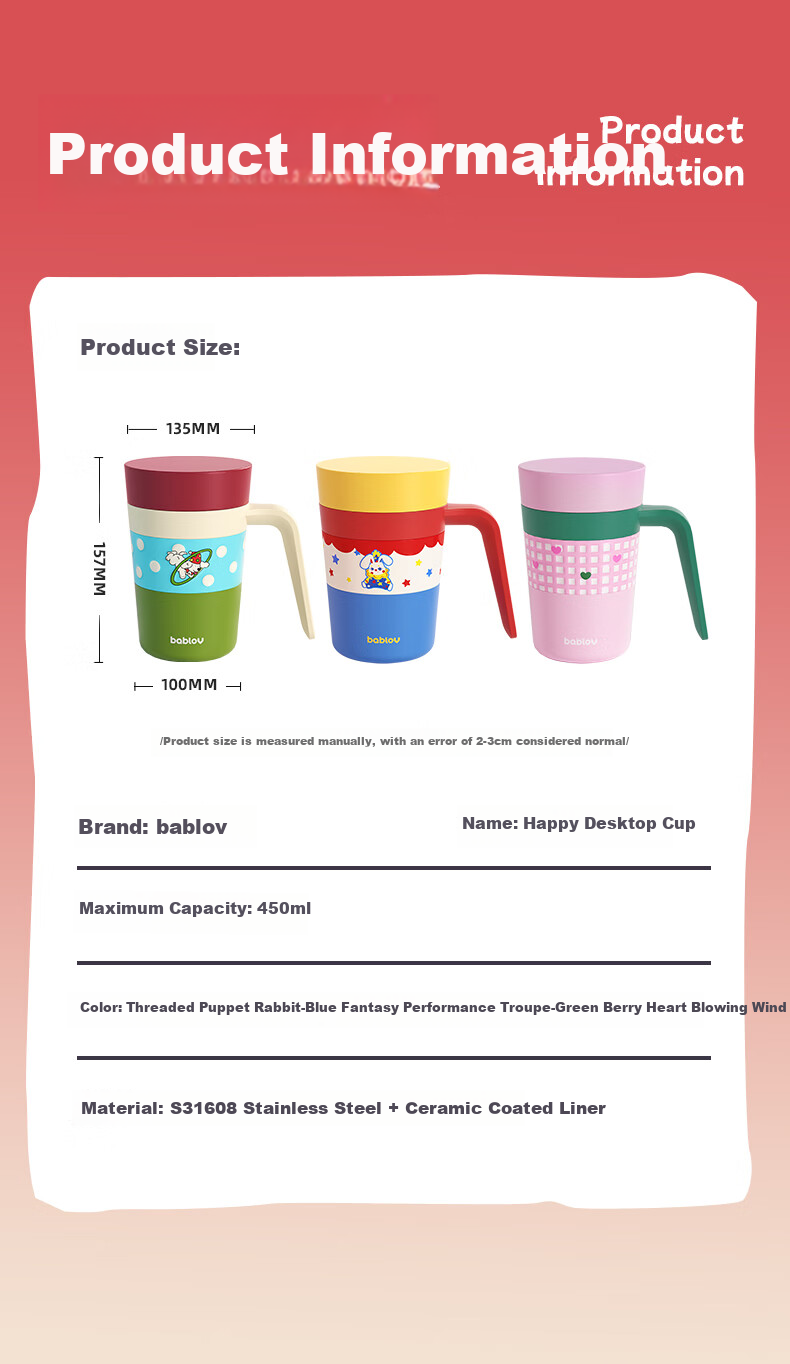 BABLOV Huaban Sen Insulated Coffee Cup Water Cup Women's High-Value Ceramic Coated Liner Mug Birthday Gift 13
