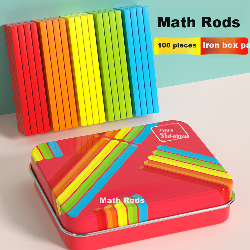 Fuhaier Solid Wood Square Counting Sticks, 100 Pieces, First Grade Arithmetic Counting Tool, Kindergarten Math Wooden Sticks, Addition And Subtractio