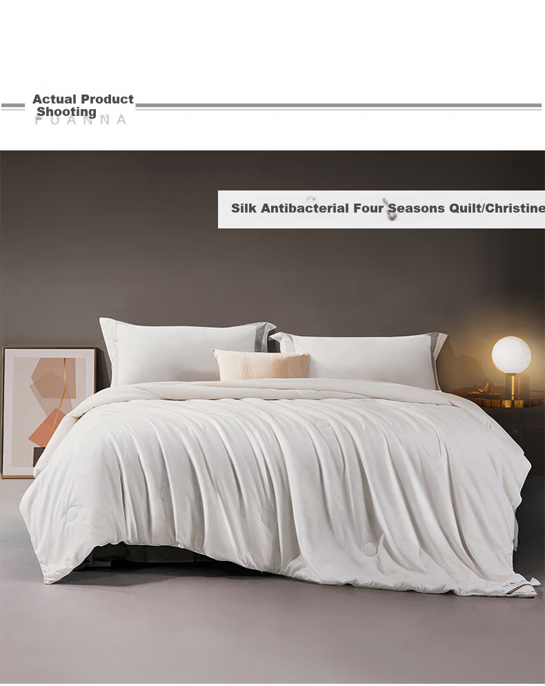 FUANNA Silk Comforter, 100% Silk Duvet, Double Size for Spring And Autumn, All-Season Quilt, Antibacterial Air Conditioning Comforter Insert, Approximately 4 Jin (2 Kg), 230*229cm 7