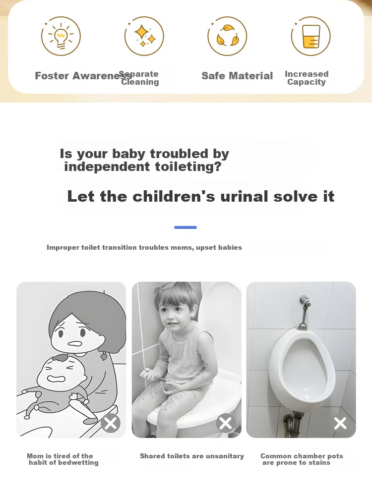DOCTOR MA Children's Urinal, Boy's Urination Station, Standing Urinal for Boys, Baby Peeing Aid, Toilet Training Device, Yellow 2