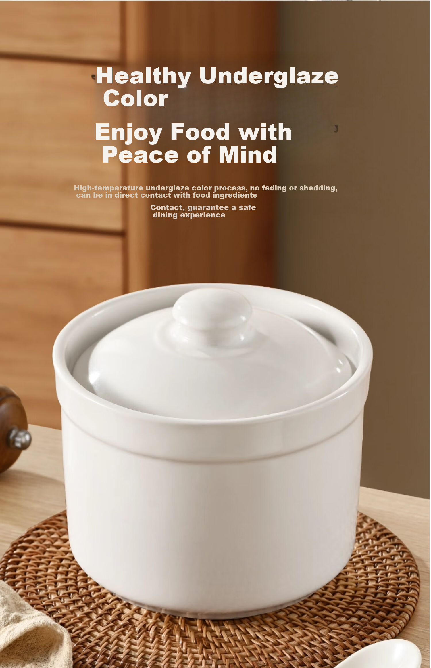 PINYU Ceramic Stew Pot, Soup Bowl, Double Boiler Inner Pot for Steamed Eggs, Porridge, Bird's Nest, with Lid, Steaming Egg Jar, Soup Pot, Stew Pot 7