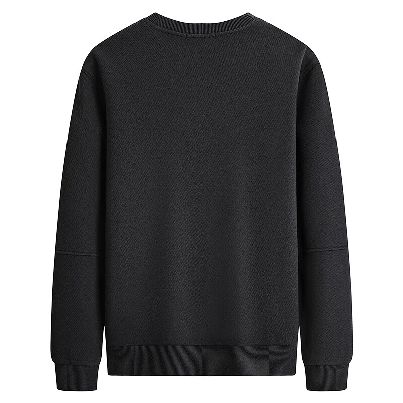 DANCING WOLVES [Xiao Nuan Lu] Thermal Heating Visible Design Fleece-Lined Antibacterial Thick Round Neck Sweatshirt for Men, 001 Black, M