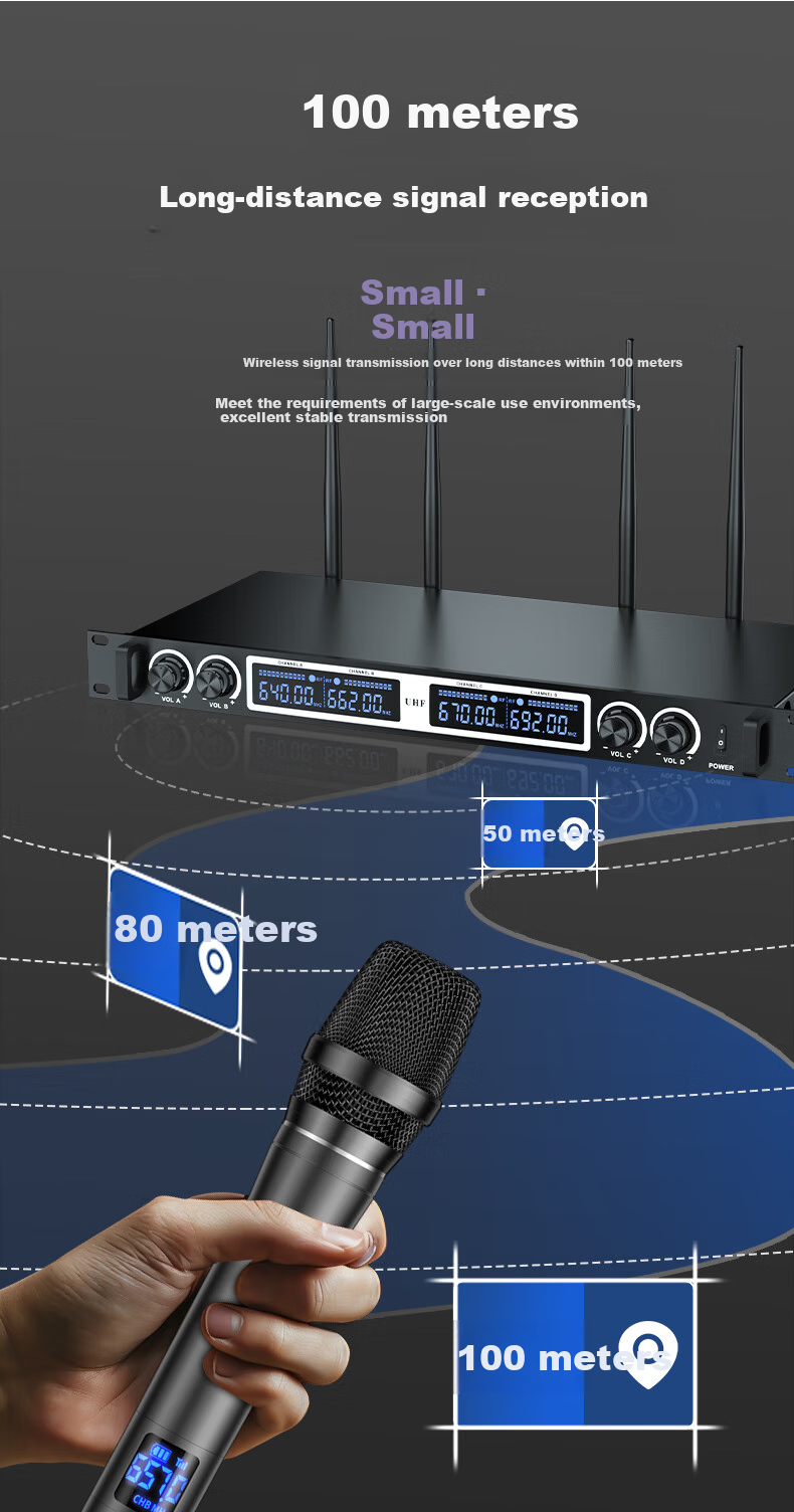 SAST OK-186 Wireless Microphone UHF Band for Home KTV Singing, Stage Hosting, Lecturing, Karaoke, Conference, Speaker System, Amplifier, FM Universal One-To Microphone 6