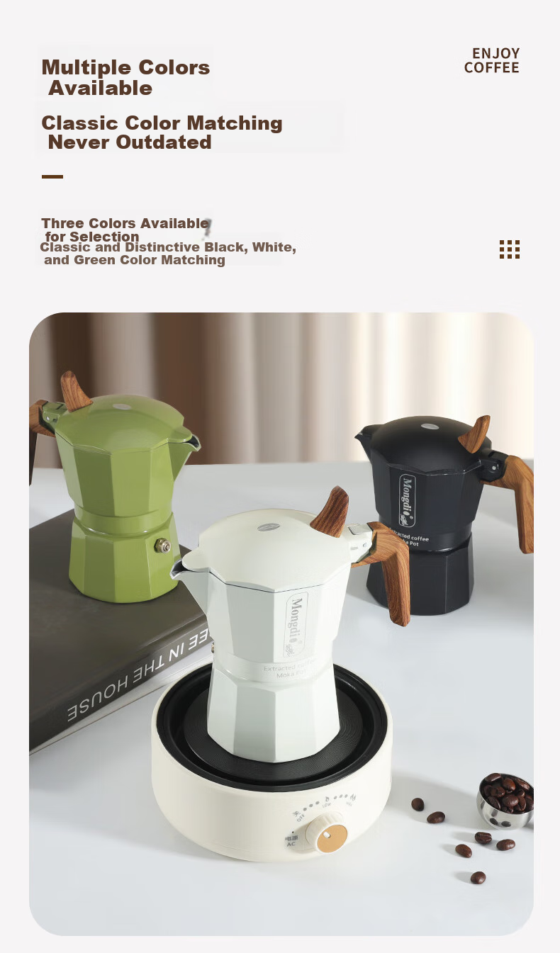 Mongdio Moka Pot with Dual Valves, High-Pressure Pour-Over Coffee Maker, Home Italian Espresso Machine, Black, 90ml for Two Servings 8