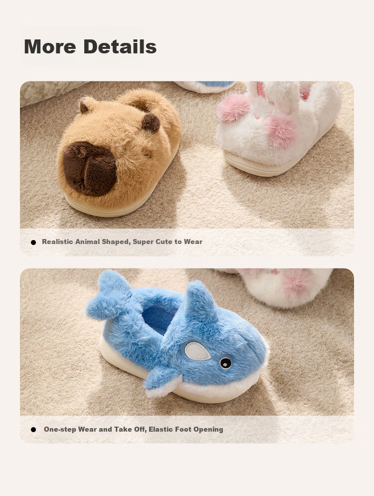 BALABALA Children's Cotton Slippers for Boys And Girls, Baby Home Shoes with Heel Covers, Autumn And Winter Cotton Shoes, Animal Design, 208425141227 9