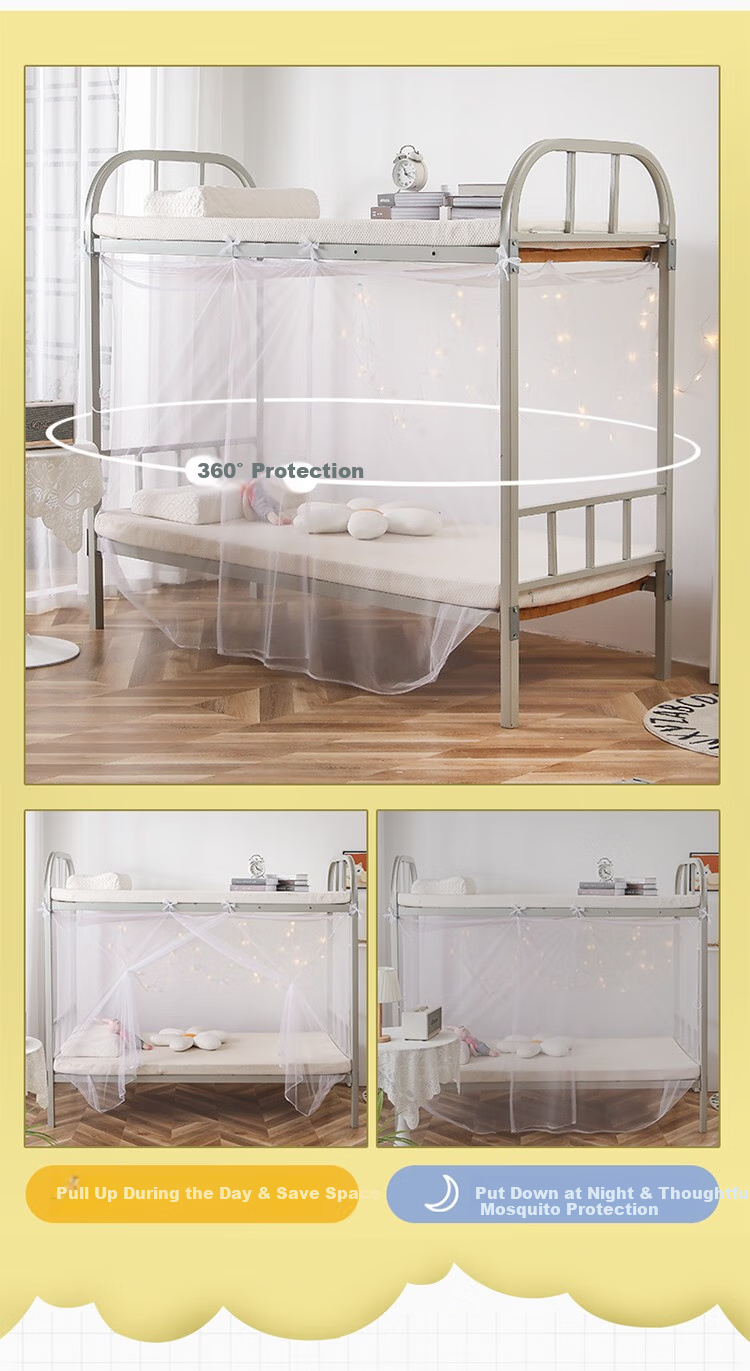 Grace Student Dormitory Bed Curtain Mosquito Net Single Door 1.2m White [Dense Mesh for Lower Bunk] 5