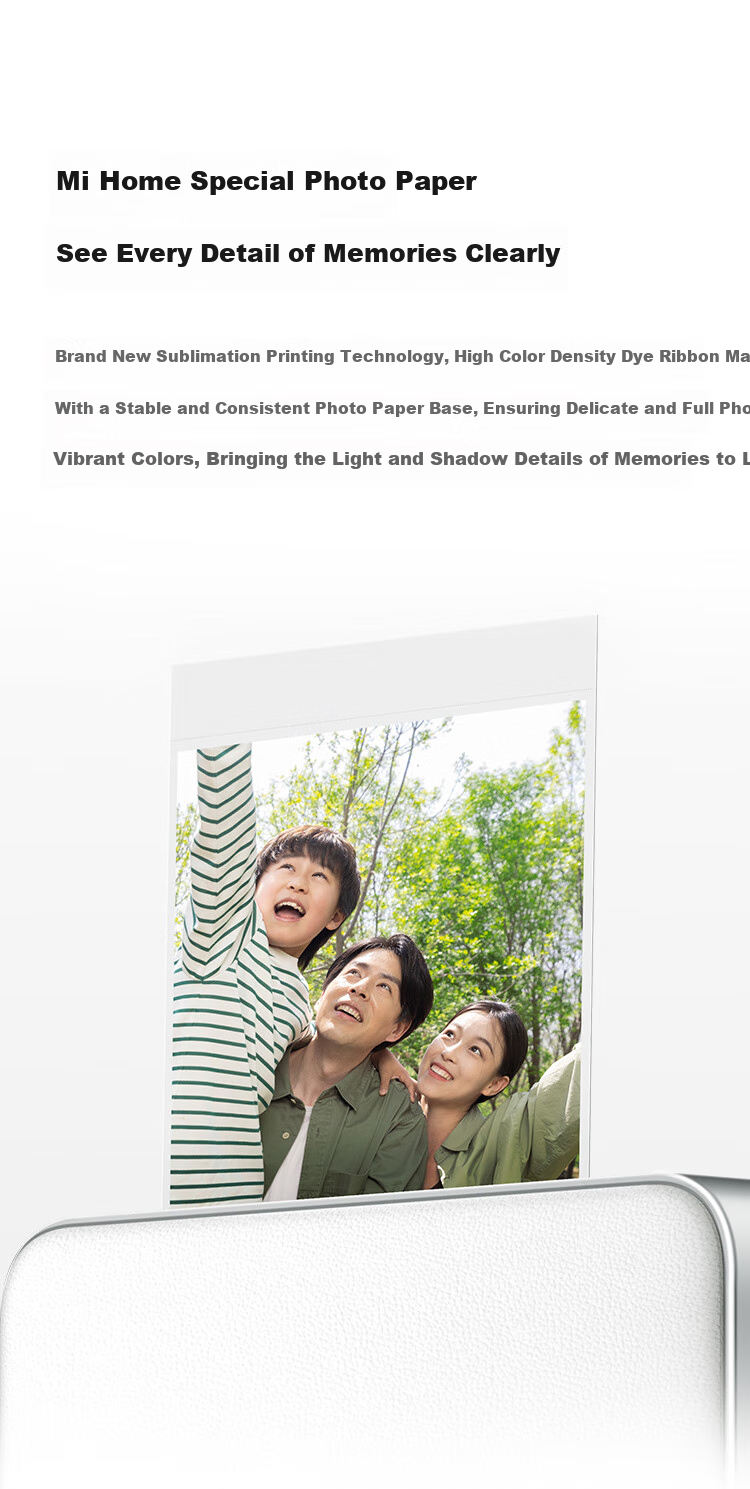 MI Mijia Pocket Photo Printing Paper, Thermal Dye Sublimation Set (20 Sheets), Compatible with Mijia Pocket Photo Printer Pro 2
