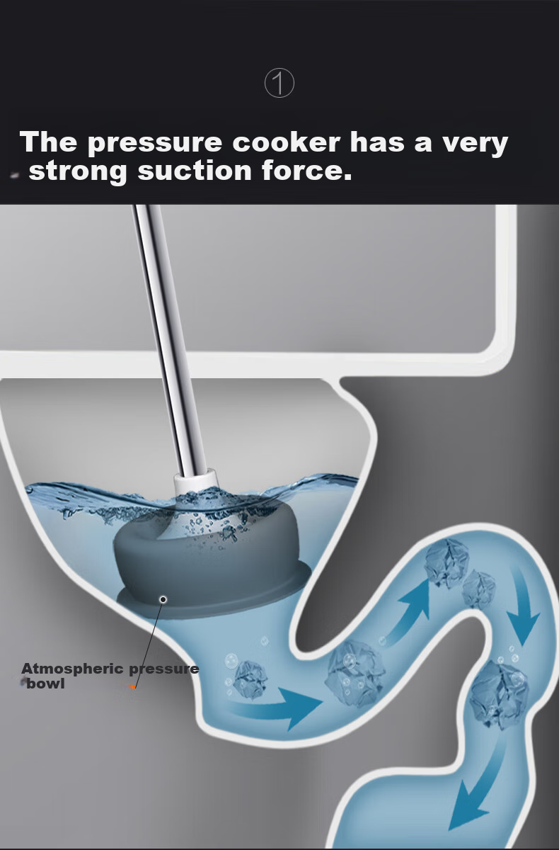Dawei Toilet Plunger High-Quality Rubber Plunger Clog Remover for Bathroom Pipes, Powerful Suction Drain Cleaner Tool with Suction Cup H6 2