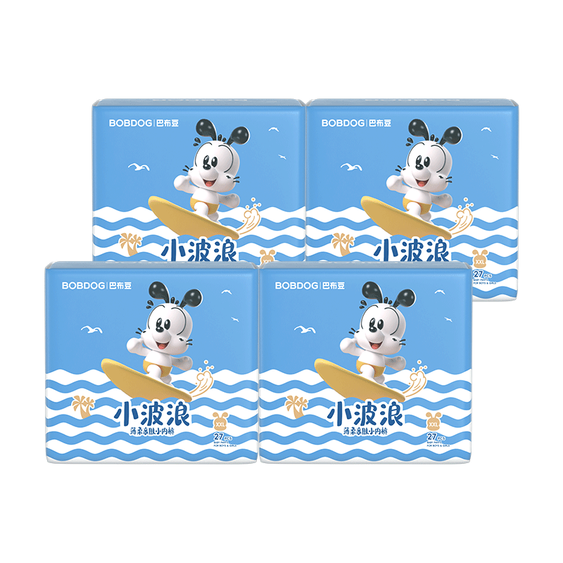 BOBDOG [No Melamine Detected] Small Wave Pull-Up Diapers XXL 108 Pieces Summer Ultra-Thin Baby Diapers Breathable