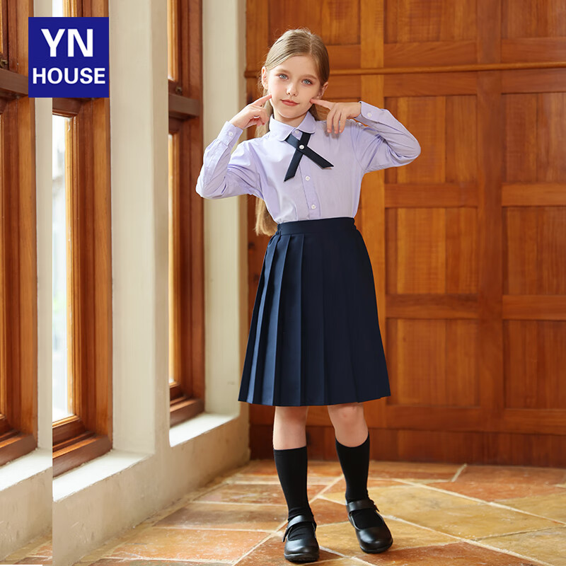 Yinuofang Girls' Mid-Length Pleated Skirt Spring Autumn Children's Graduation Performance Group School Uniform