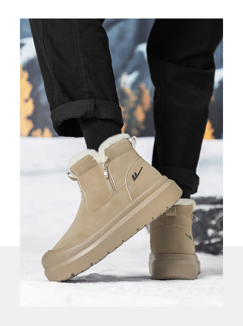 Warrior Men's Snow Boots 2025 Autumn Winter New Men's Cotton Shoes Fleece Lined Thickened Warm Casual Shoes Black 39 3