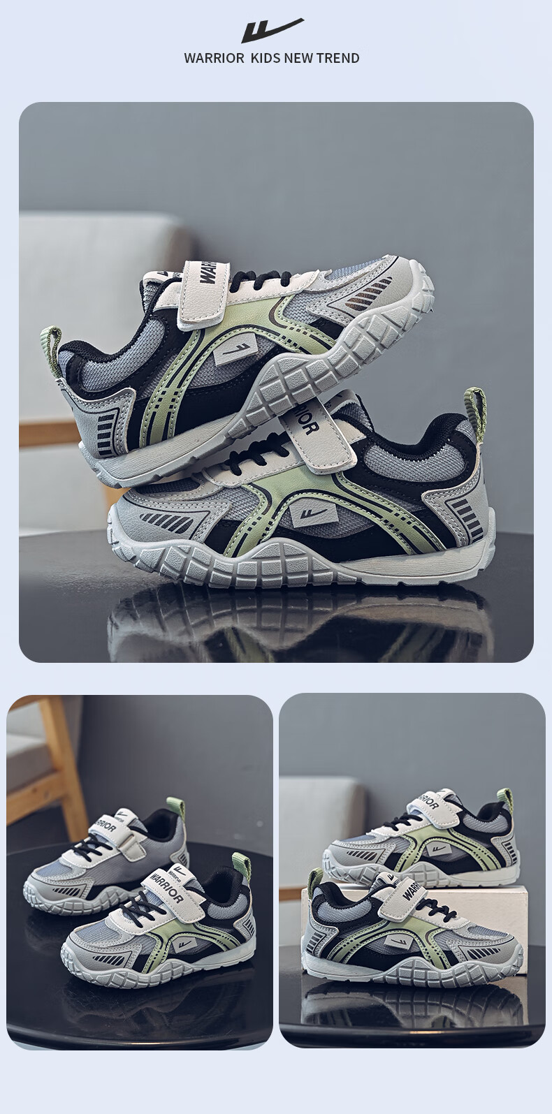 Warrior Boys' Shoes, Children's Casual Shoes, Spring And Autumn Mesh Sports Shoes, Girls' Breathable Running Shoes, WZ-1656, White And Black, Size 34 7