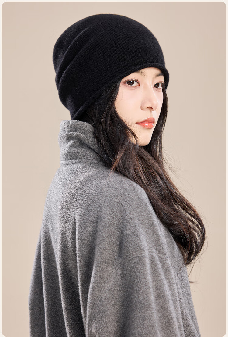 JIUMU Pure Wool Warm Knitted Beanie Headwrap Cold Weather Hat Stackable Maternity Cap Autumn Winter Outdoor Cold Protection Hat for Women 14