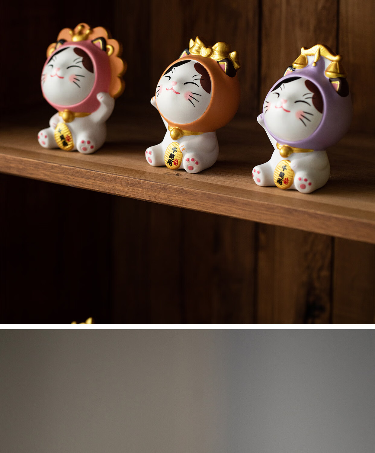 Tonghe Japanese Style Cute Zodiac Taurus Cat Figurine New Year Fortune Lucky Cat Christmas Gift 1