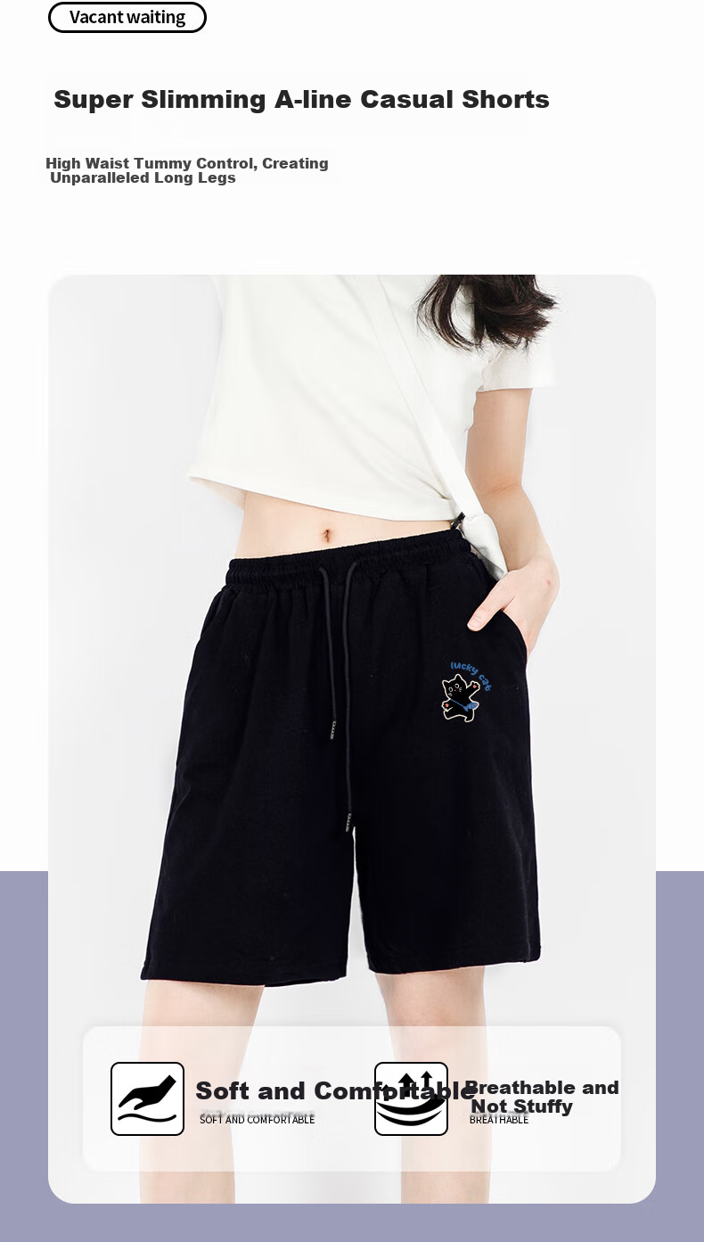 Jeanswest Casual Shorts for Women, 2026 Summer New Pure Cotton Ultra-Slimming Sports Versatile A-Line Casual Knee-Length Shorts 4