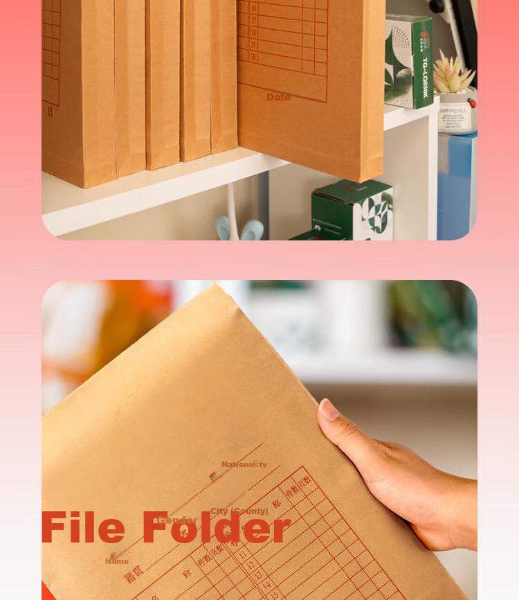 TANGO (TANGO) (TANGO) A4 Kraft Paper File Folders, Pack of 20, 200g Thickened 2.8cm, Rope Closure Office Use 10