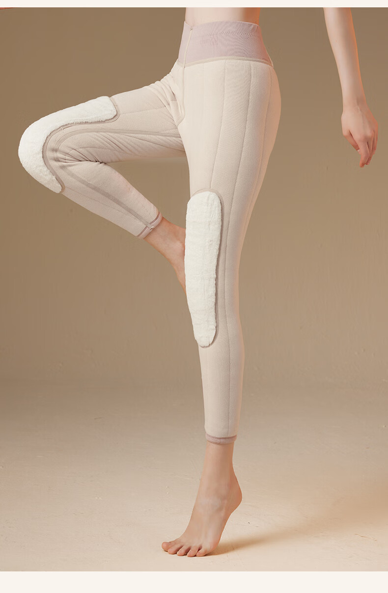 Miiow Women's Thermal Pants 100% Wool Filled High-Waist Fleece-Lined Thickened Autumn Winter Cotton Warm Trousers 12