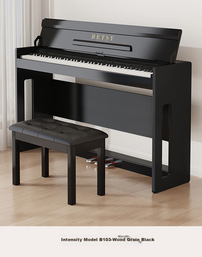 Betsy Digital Piano, Heavy Hammer 88 Keys, Exam-Ready, for Adults And Beginners, Smart Upright Electronic Piano B806, Glossy Black, with Bench 25