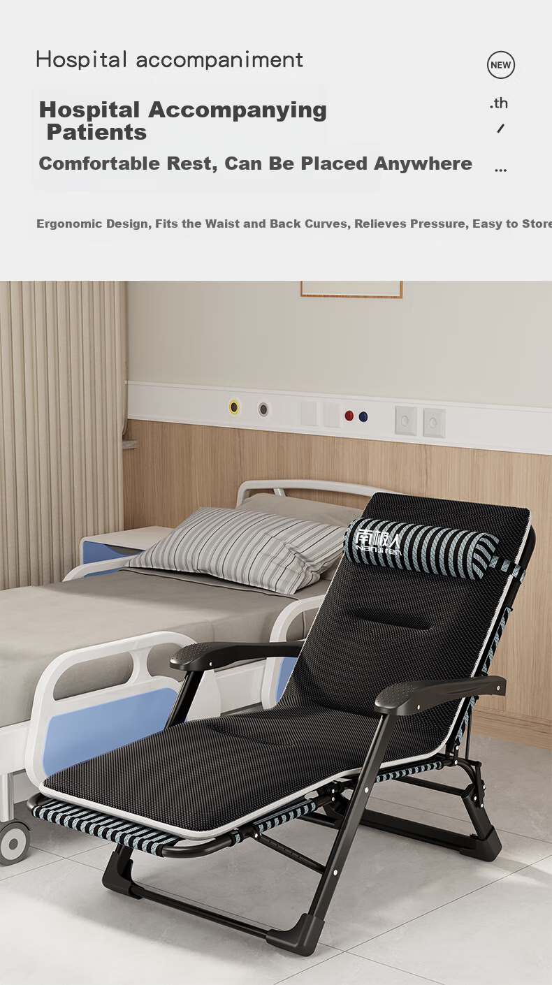 Nanjiren Folding Bed Lounger, Folding Chair, Office Nap Chair with Thick Breathable Cotton Pad 7
