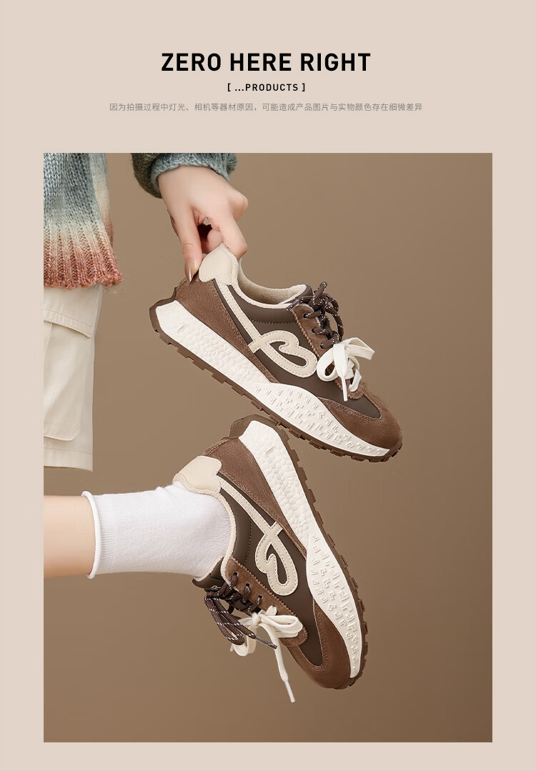 ZHR Fleece-lined German Shepherd Training Shoes Women Winter Warm Cotton Shoes Retro Versatile Thick-soled Women's Shoes KS271A Beige 38 4