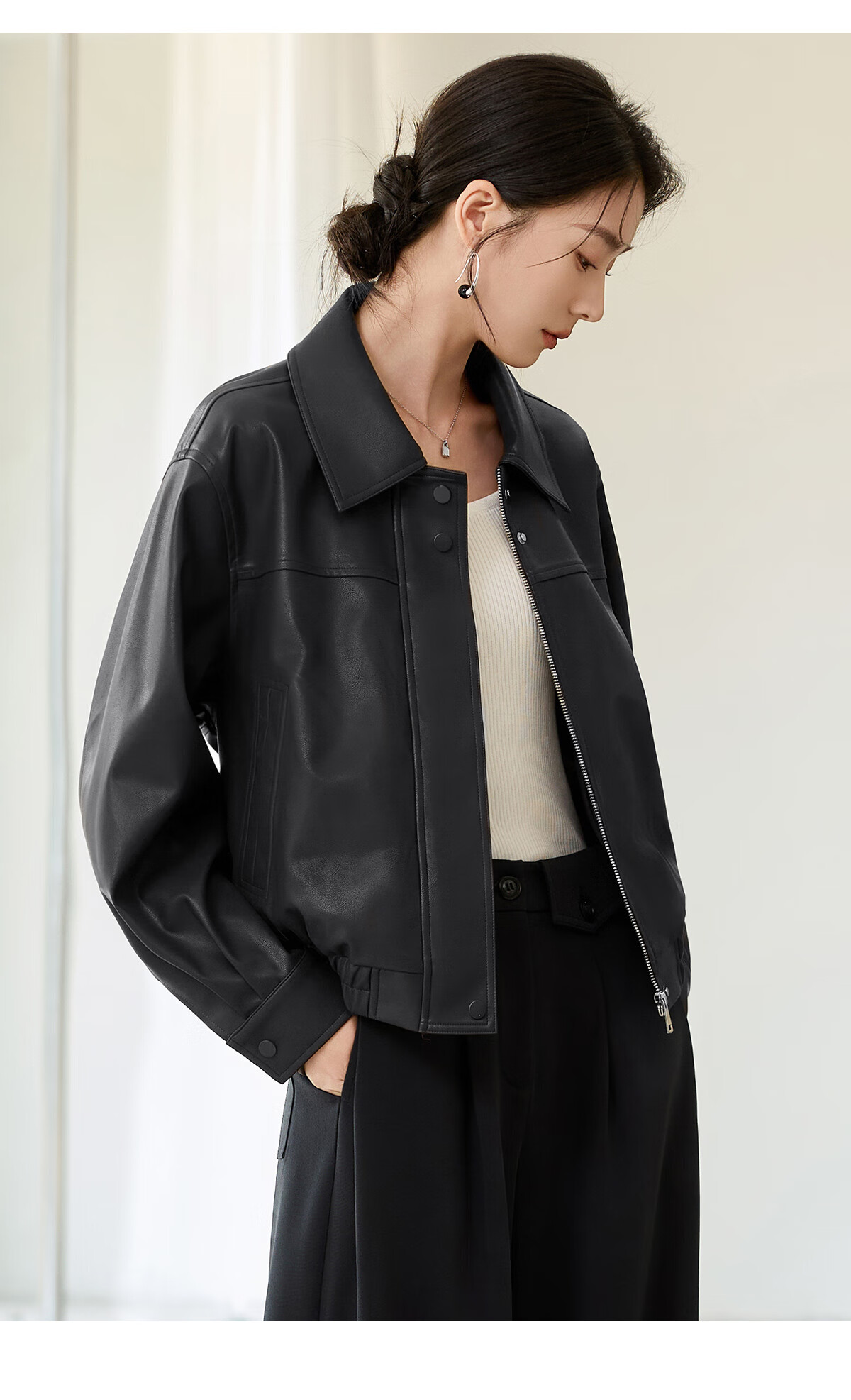 Chushen Melard Women's Short Jacket American Retro PU Leather Jacket S51D005 20