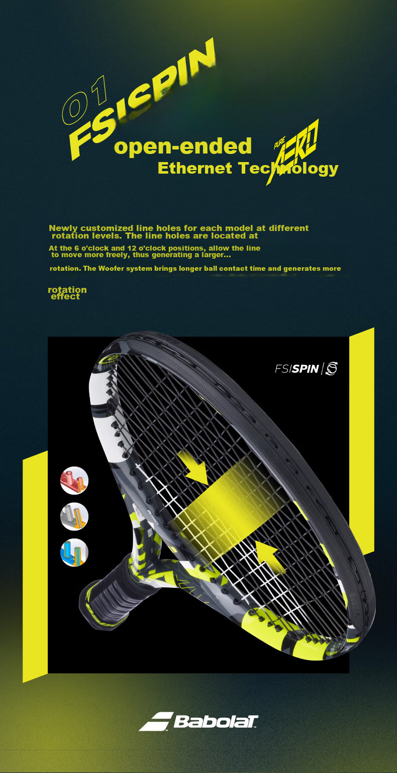 Babolat Pure Aero Alcaraz 26 Tennis Racket PA Full Carbon Fiber Pre-Strung 4