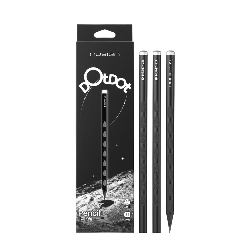 NUSIGN Thick Barrel Posture Correction Pencil for Elementary Students, Easy Grip, Kindergarten Correct Posture, Black 10pcs NS747-2B [Popular Product], High-End Brand under Deli