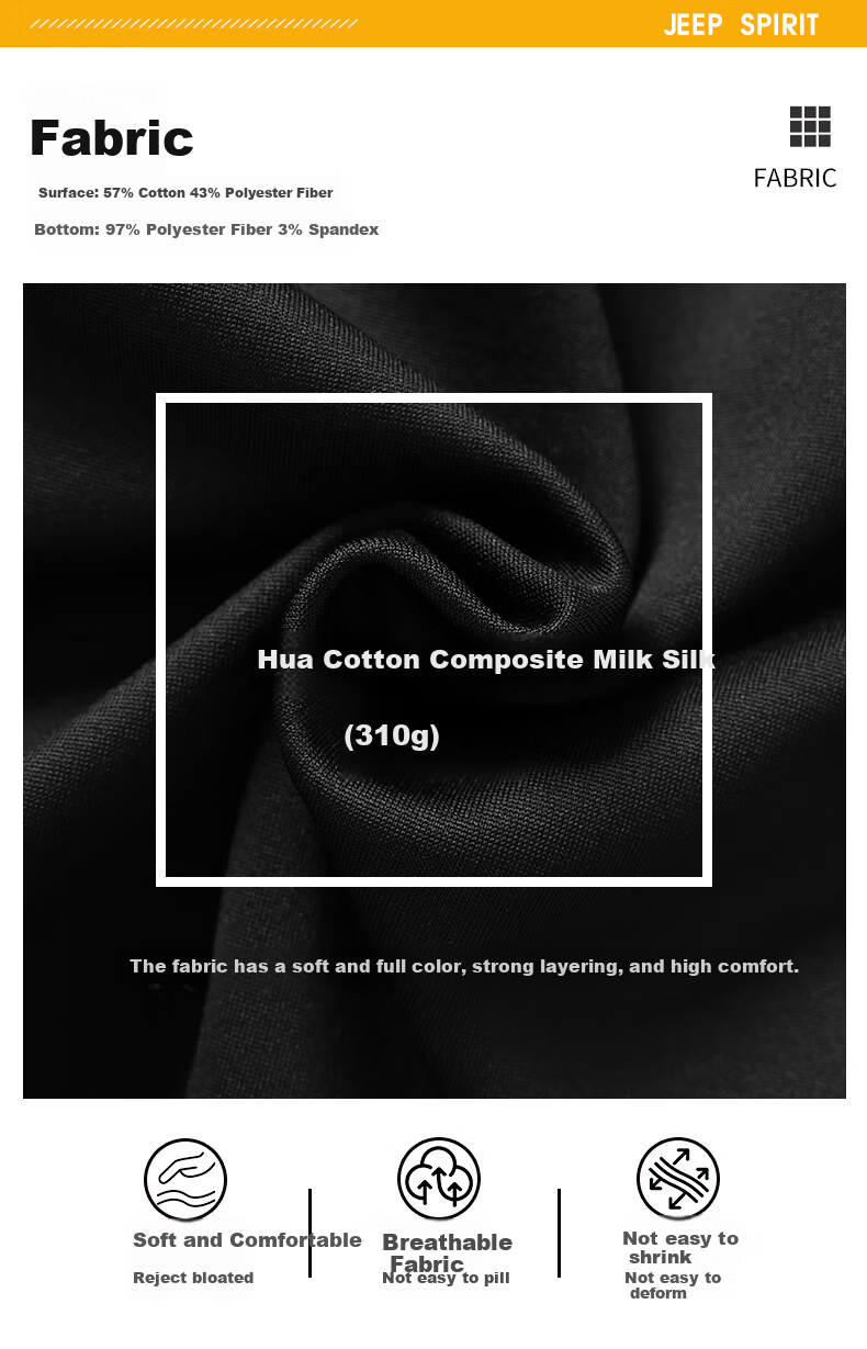 JEEP SPIRIT Men's Long Sleeve Polo Shirt Autumn Lapel Sweatshirt Loose Comfortable Sports Casual Top Black 2XL 7