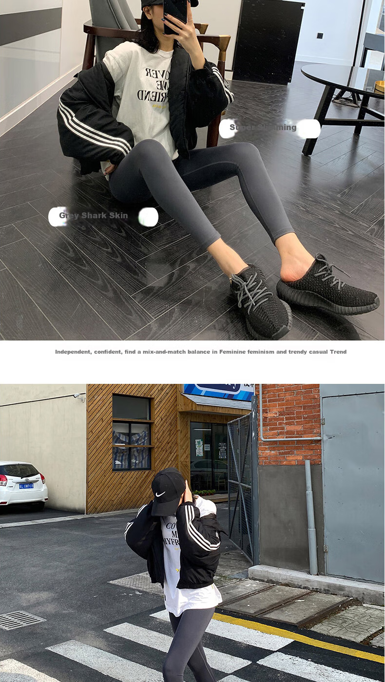 LangSha Shark Skin Leggings for Women, High-Waisted Thin Spring And Autumn Style, Tummy Control Slimming Tight-Fitting Sports Yoga Pants for Outdoor Wear 19