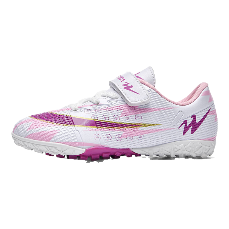 Shuangxing TF Studded Football Shoes for Kids Children Non-slip Wear-resistant 2025 Summer Training Match Sneakers White Pink Purple Size 32