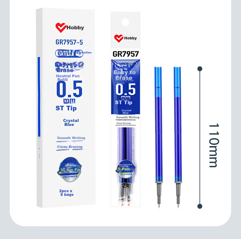 AIHAO [Back to School Essential] Retractable Erasable Pen Refill, 0.5mm Hot Melt Erasable Gel Pen Refill, Blue-Black Bullet Tip, Heat-Sensitive Erasable Pen Refill, Crystal Blue, 30 Pieces, DZ2400 9