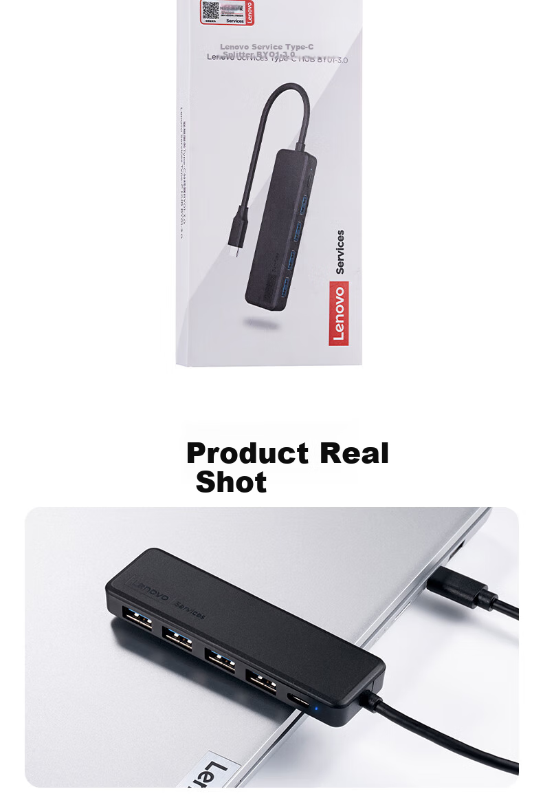 Lenovo Type-C Interface USB3.0 Hub Adapter Expansion Dock, USB Extender Cable, Laptop Expansion Dock Converter BY01C-3.0 (0.25M) 7