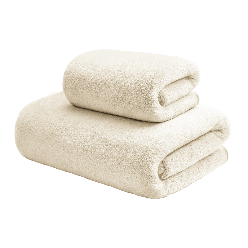 HOYO Japanese Adult Bath Towel Set, Class A Snow Smooth Velvet Towel And Bath Towel, Two-Piece Set, Soft, Absorbent, Quick-Drying, White Sports Towels