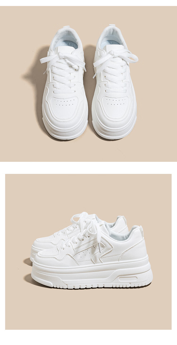RENBEN 6CM Height Increasing White Sneakers Thick Sole Platform Shoes 2026 Trendy Versatile Student High-Value Chunky Casual Sports Shoes 8