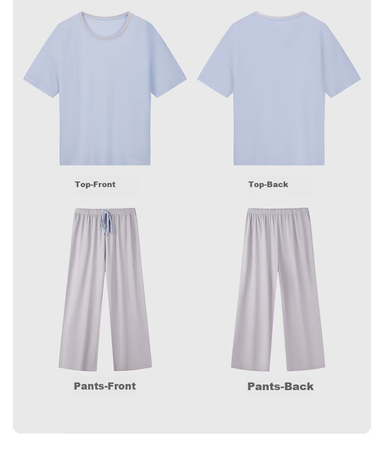 Yiershuang [Cooling] Women's Loungewear Set, Short-Sleeve Top And Long Pants, Comfortable Loose Pajamas for Wome 14