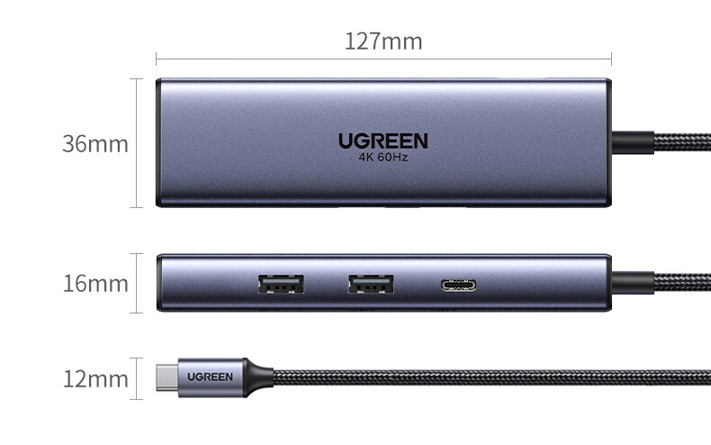 UGREEN Type-C to DP Hub, 4K 60Hz Expansion Dock, Gigabit Ethernet Port, DP Adapter, USB 3.0 Compatible, Suitable for Mac Thunderbolt 4 Laptops And Tablets Converter 25