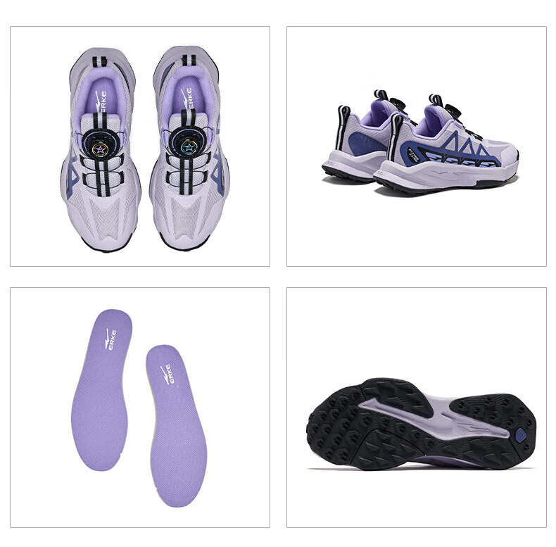 ERKE Kids Boys Girls Sports Shoes Children Youth Dial Cushioning Running Shoes Haze Blue/Black Size 35 34