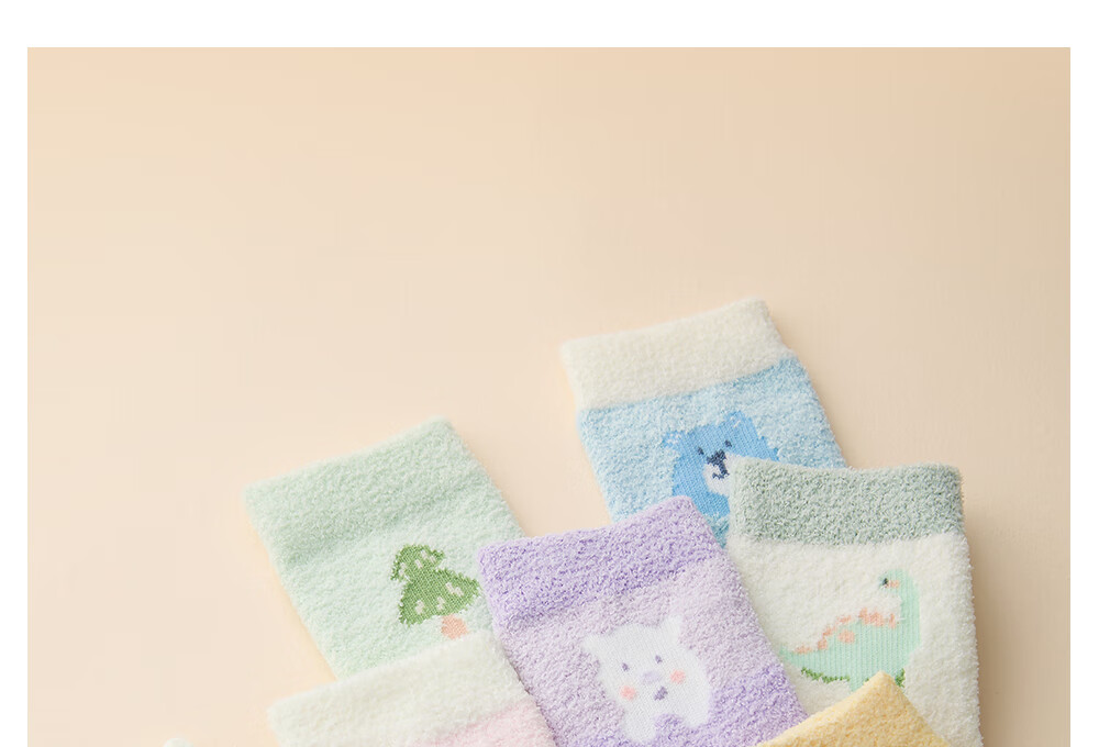 Beitais Baby Socks Autumn Winter Thickened Warm Newborn Double-Sided Fleece Cotton Socks Unisex Children's Mid-Calf Socks 7